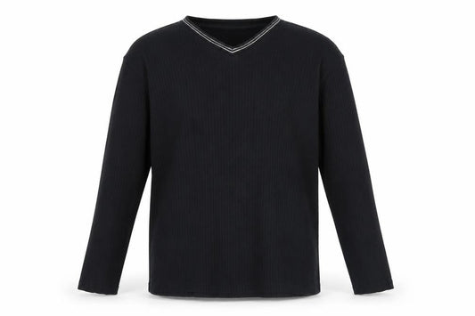 Old Navy Men’s Black Long Sleeve Cotton V-Neck Casual Top Size L