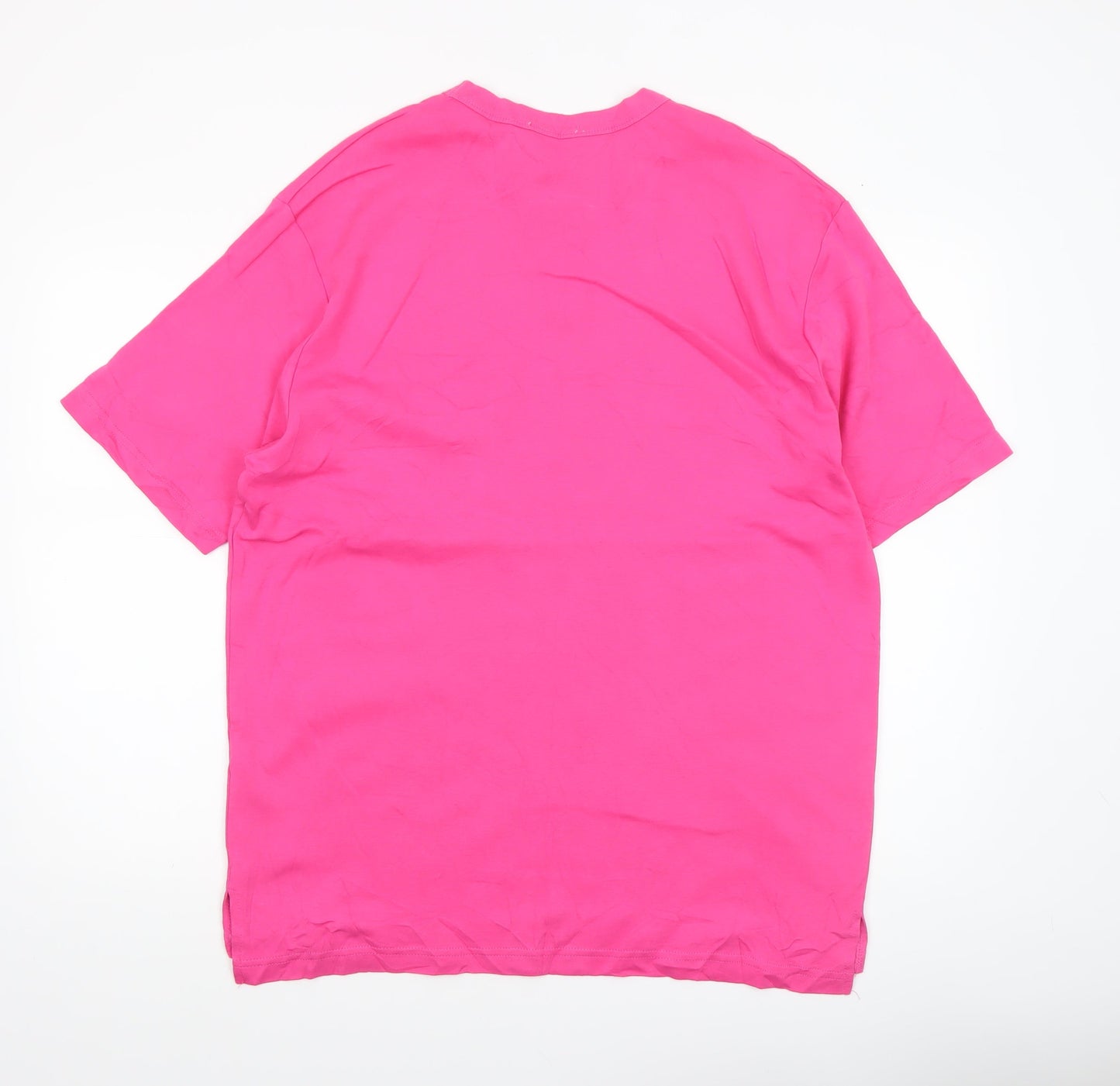 Zara Men's Pink XL Cotton Crew Neck Short Sleeve T-Shirt