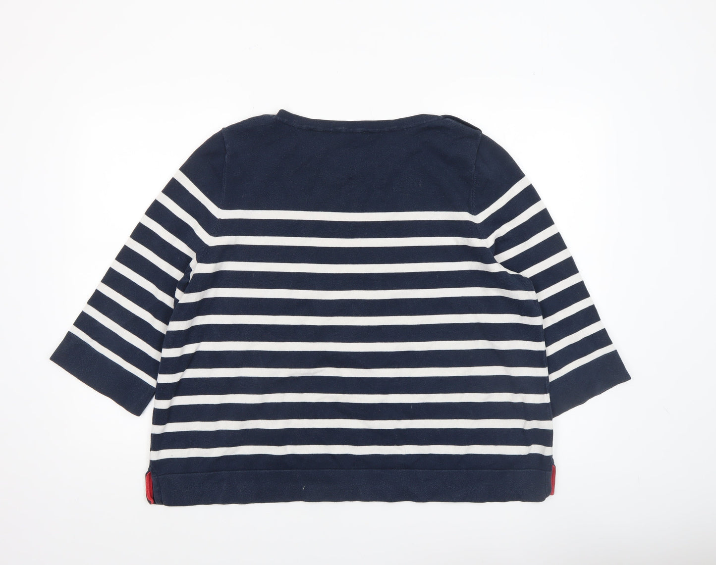 Laura Ashley Women’s Blue Striped 3/4 Sleeve Cotton Pullover Jumper UK 20
