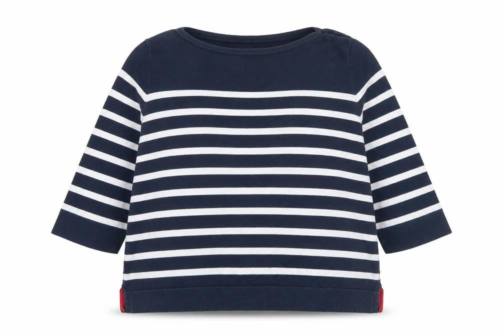 Laura Ashley Women’s Blue Striped 3/4 Sleeve Cotton Pullover Jumper UK 20