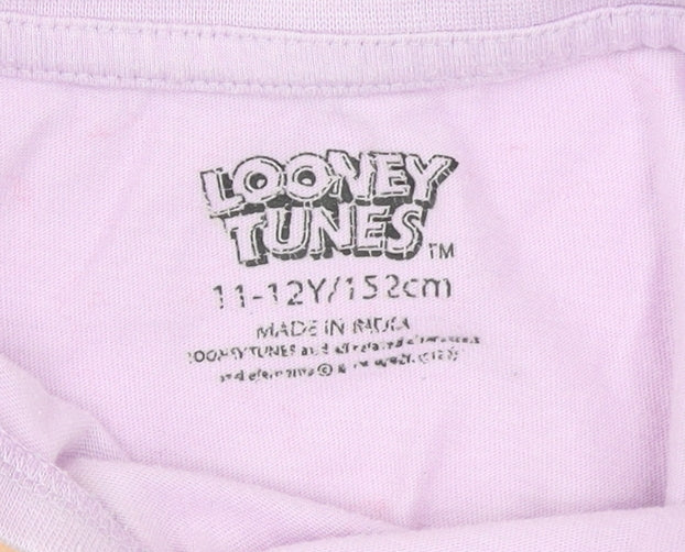 Looney Tunes Teens Purple Bugs Bunny T-Shirt Size 12 Cotton Casual