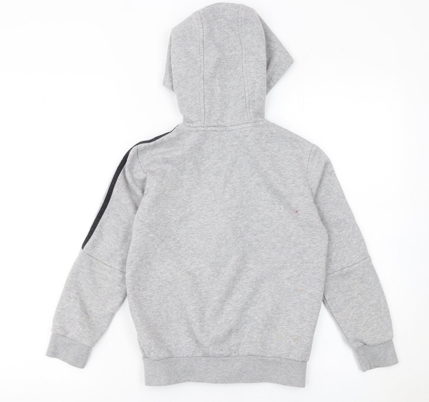 Adidas Boys Grey Full Zip Hoodie 7-8 Years Regular Fit Hooded Sweatshirt