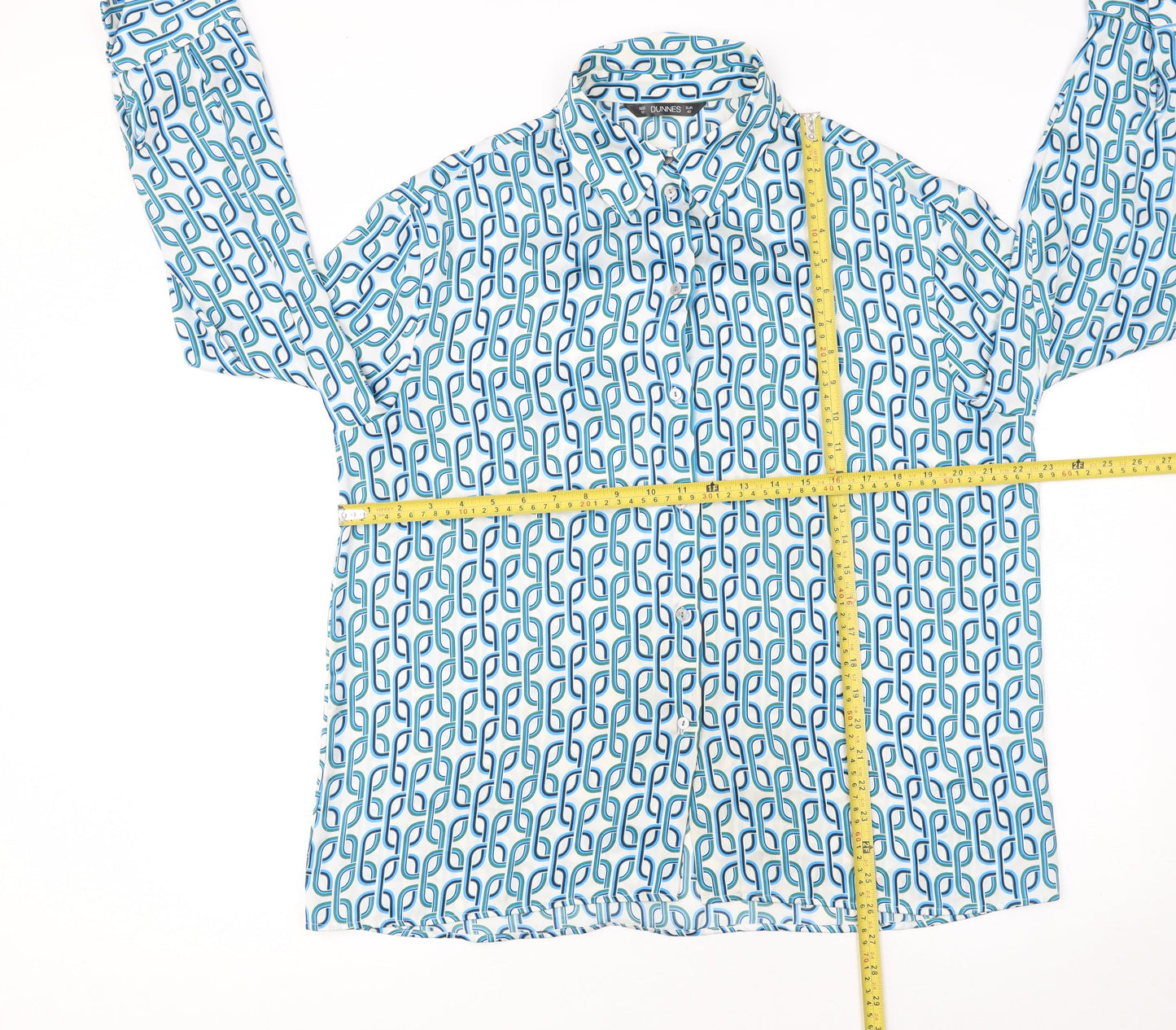 Dunnes Women’s Royal Blue Geometric Button-Up Shirt Size 12