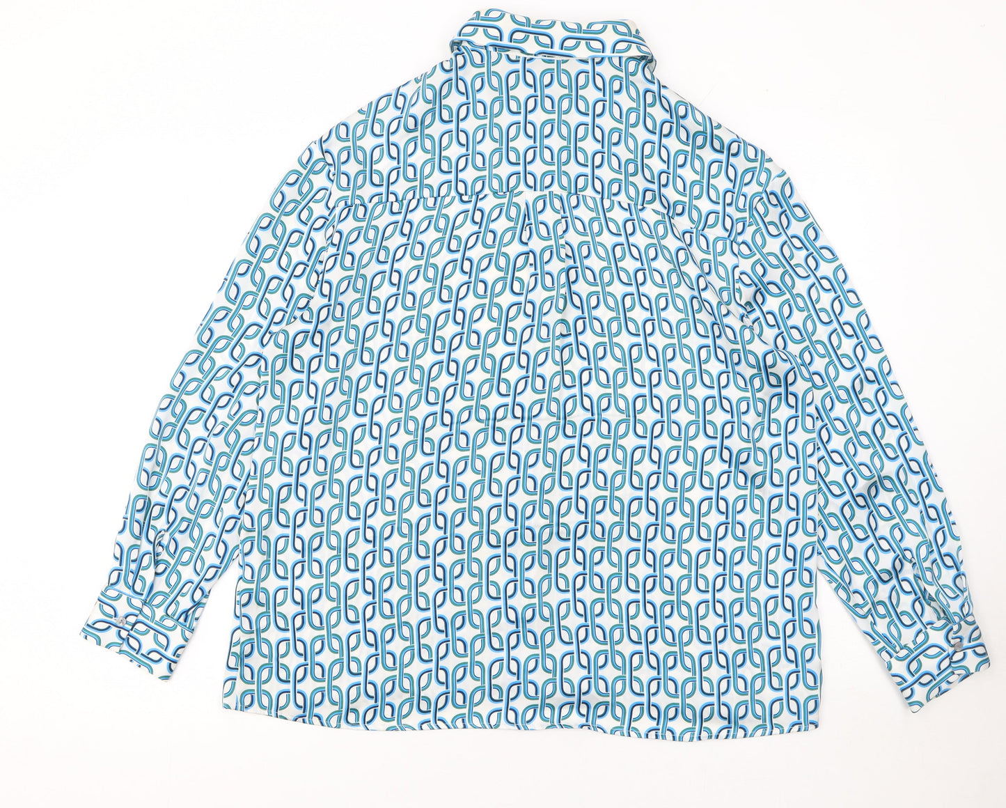 Dunnes Women’s Royal Blue Geometric Button-Up Shirt Size 12