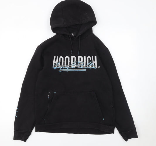 Hoodrich Men's Black Graphic Pullover Hoodie Size S Streetwear Style