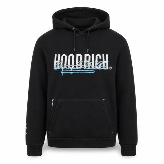 Hoodrich Men's Black Graphic Pullover Hoodie Size S Streetwear Style
