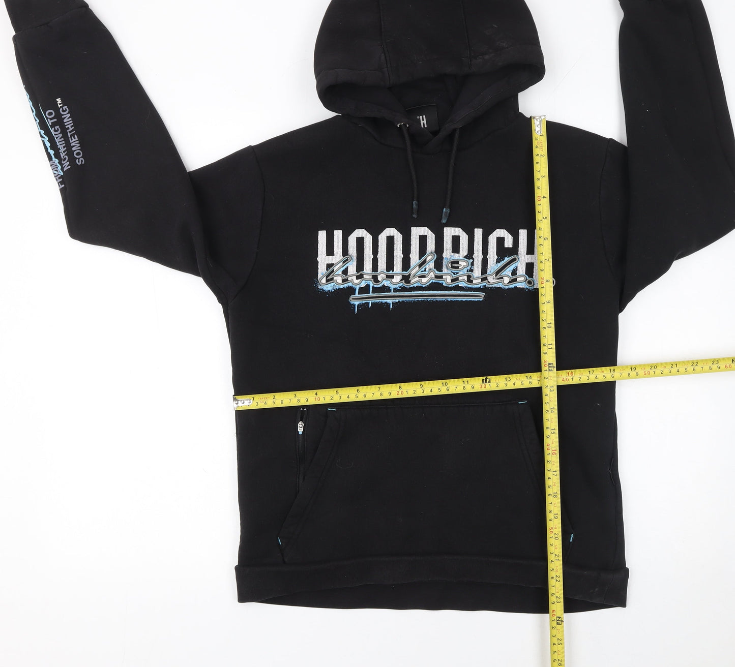 Hoodrich Men's Black Graphic Pullover Hoodie Size S Streetwear Style