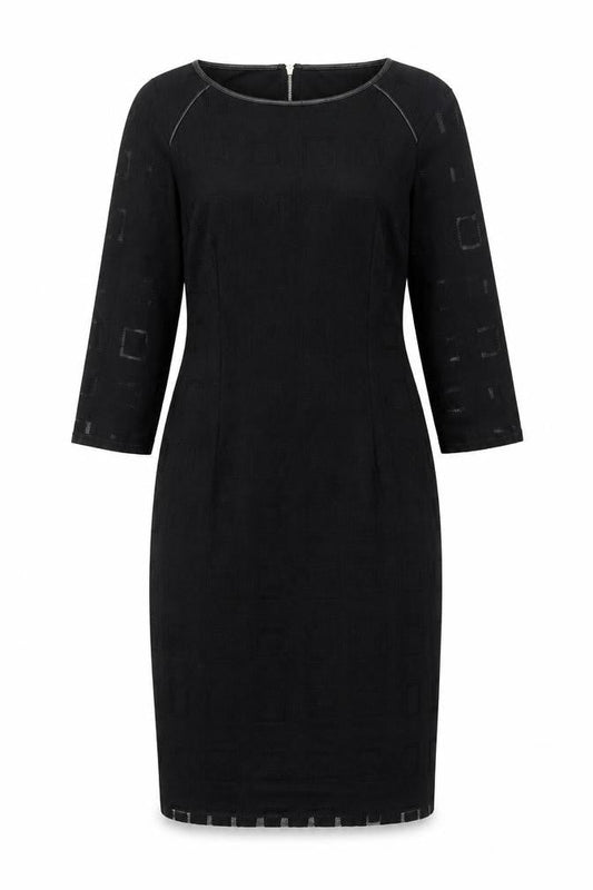 Dunnes Women Black Size 12 Sheath Dress Zip Back 3/4 Sleeve