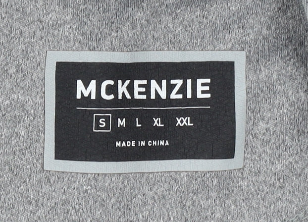 McKenzie Men Grey Full Zip Fleece Hoodie Size S Regular Fit