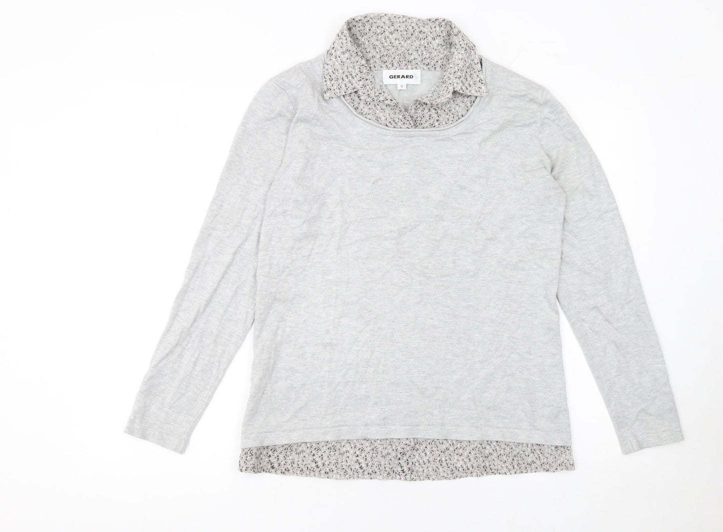 Gerard Women Grey Collared Long Sleeve Pullover Jumper Size 12