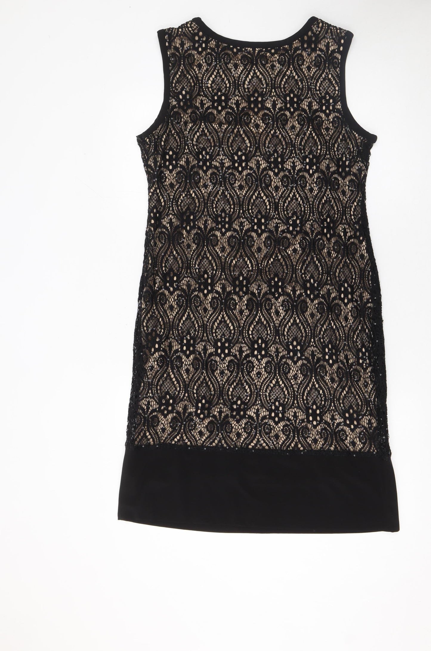 R&M Richards Women’s Black Lace Sheath Knee Length Dress Size 14 Party Formal