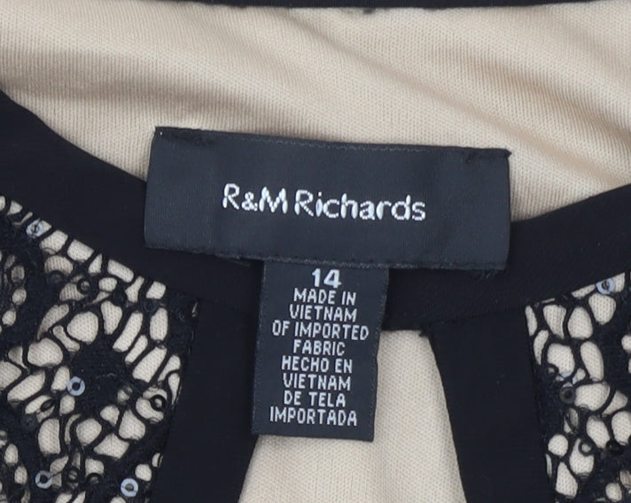 R&M Richards Women’s Black Lace Sheath Knee Length Dress Size 14 Party Formal