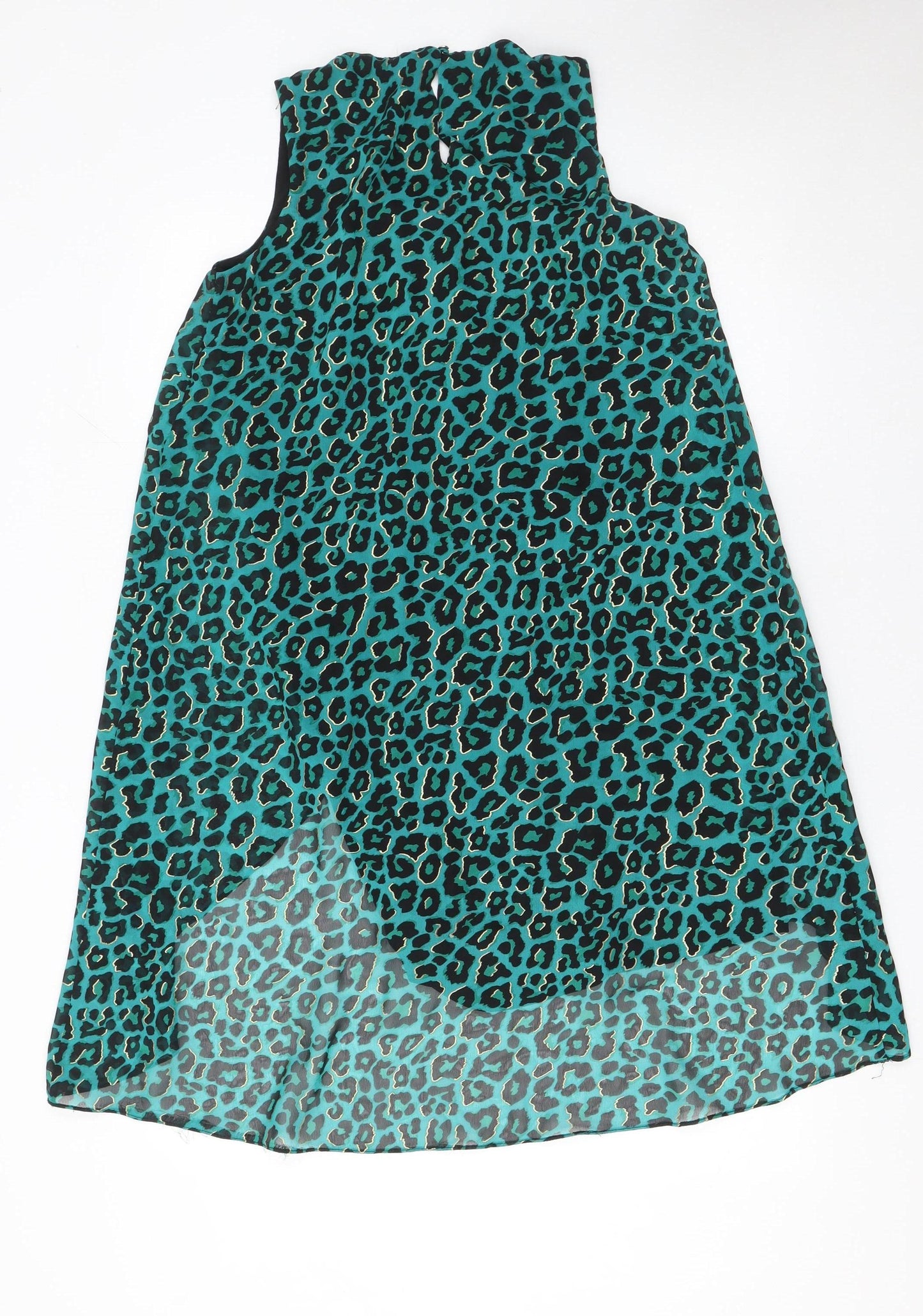 Billie & Blossom Women Green Animal Print Hi-Low Shift Dress Size 10