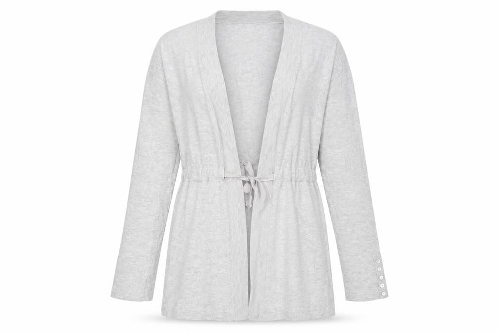 Séraphine Women's Grey Maternity Cardigan M Cotton Blend Tie Front