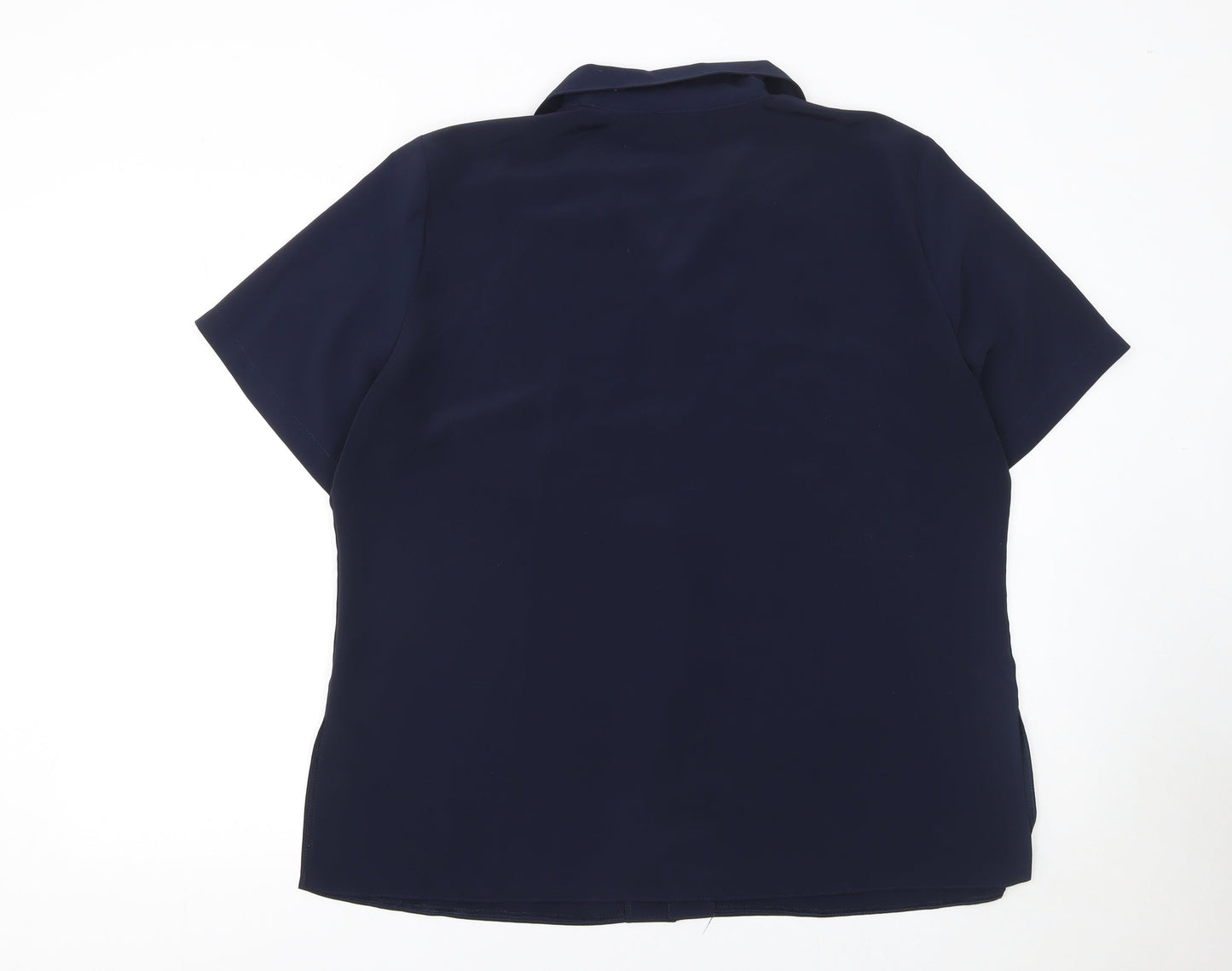 Michael Gold Women's Blue Collared Short Sleeve Blouse XL Vintage