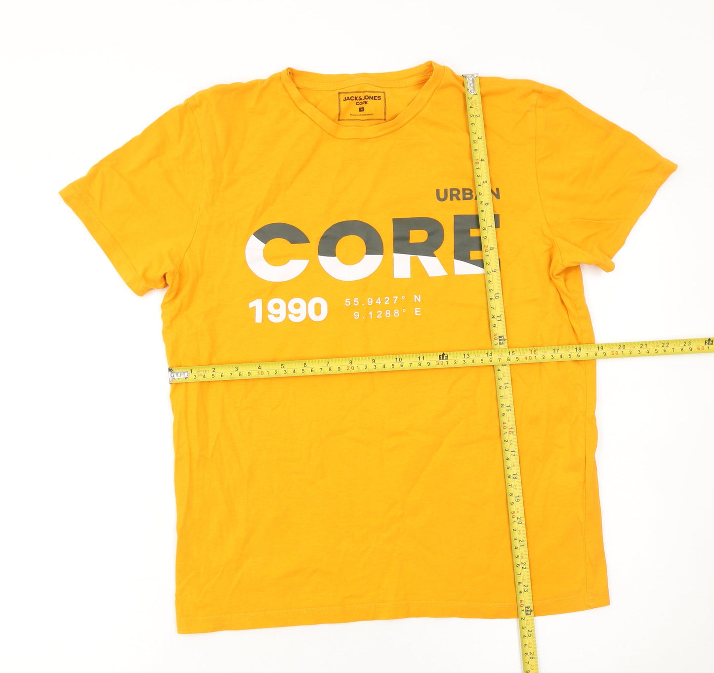 Jack & Jones Men's Yellow Urban Core Graphic T-Shirt Medium