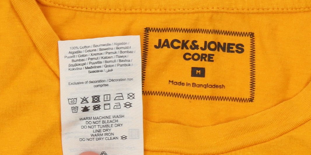 Jack & Jones Men's Yellow Urban Core Graphic T-Shirt Medium