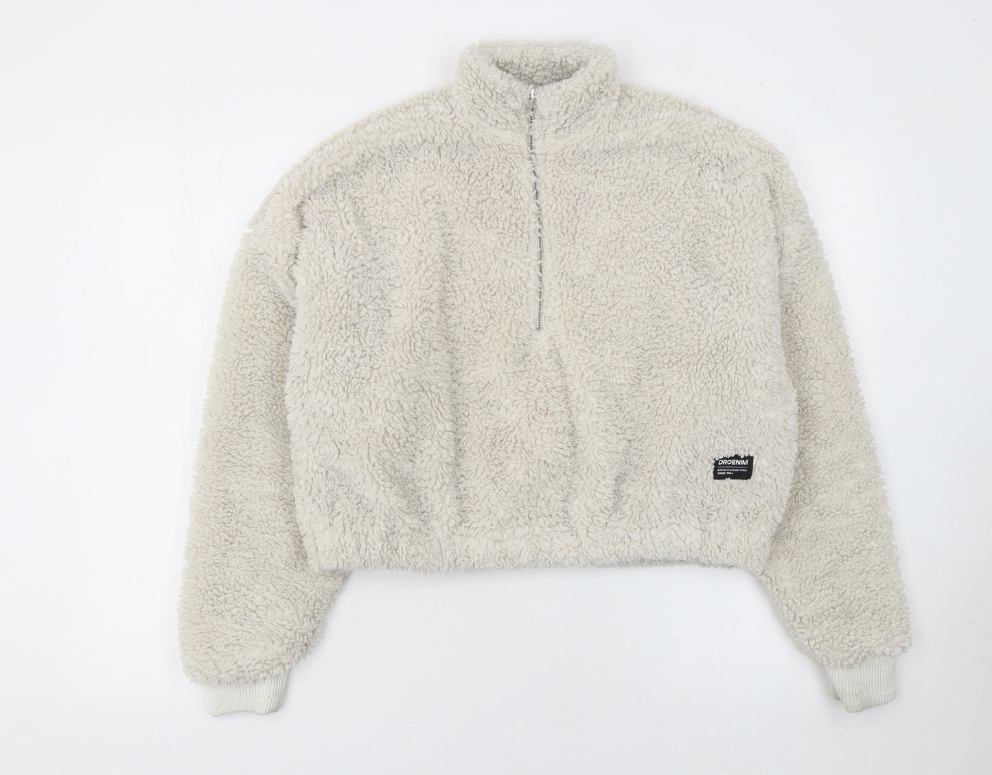 Dr Denim Womens Beige Fleece 1/4 Zip Pullover Sweatshirt Size S