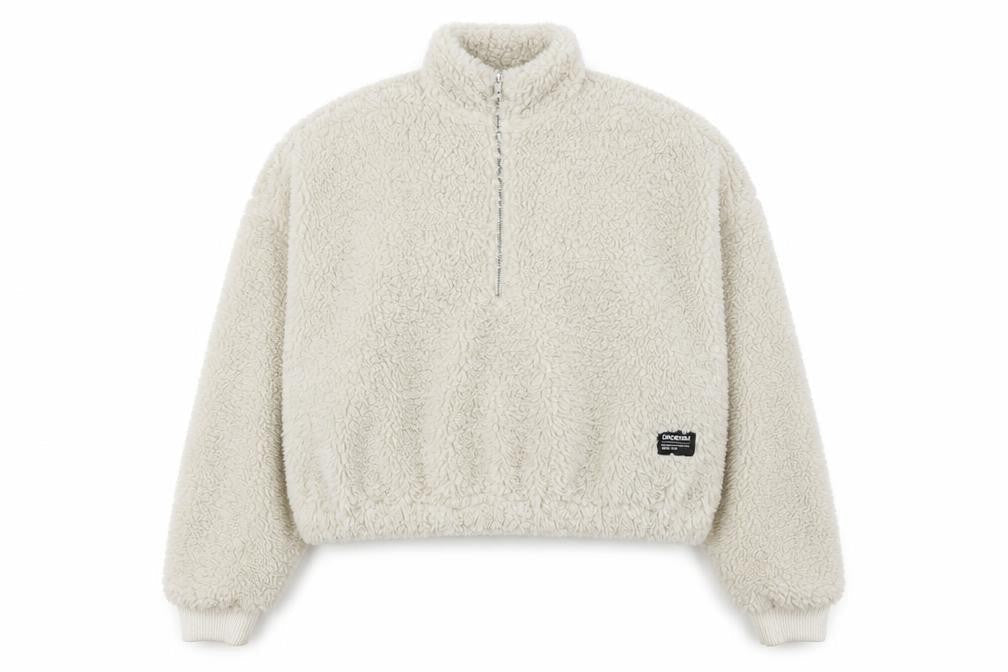 Dr Denim Womens Beige Fleece 1/4 Zip Pullover Sweatshirt Size S