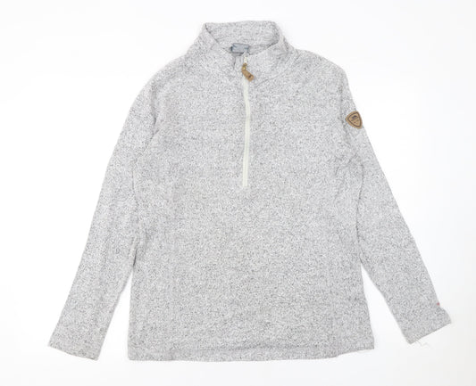 Trespass Women Grey 1/4 Zip Fleece Pullover Sweatshirt Size L UK14
