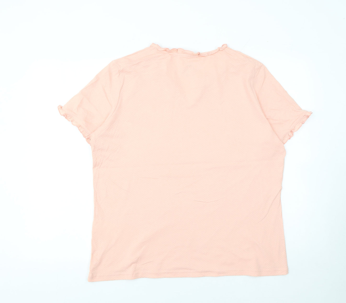 Damart Women’s Soft Pink Organic Cotton Ruffle T-Shirt Size 18/20