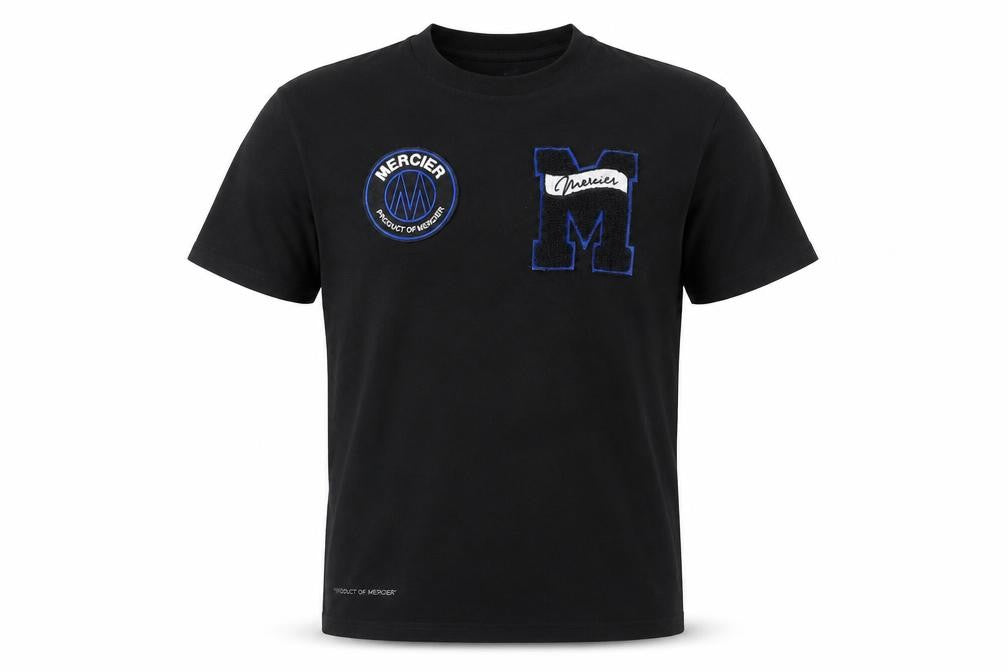 Mercier Men's Black XS Graphic Embroidered Cotton T-Shirt