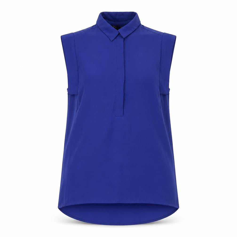 Mango Women’s Blue Sleeveless Collared Blouse Size S