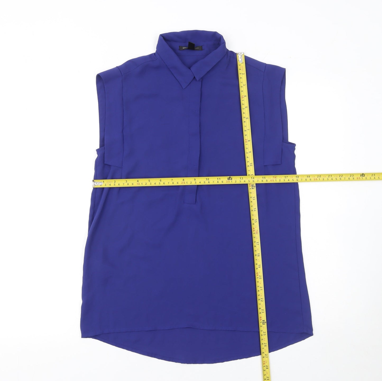 Mango Women’s Blue Sleeveless Collared Blouse Size S