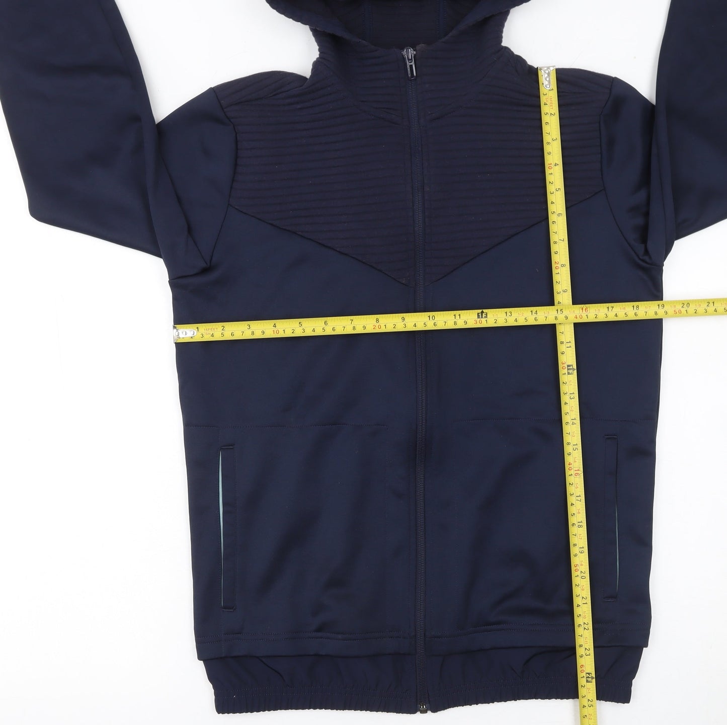 Adidas Boys Blue Full Zip Hoodie Size 13-14 Years L Sports Sweatshirt