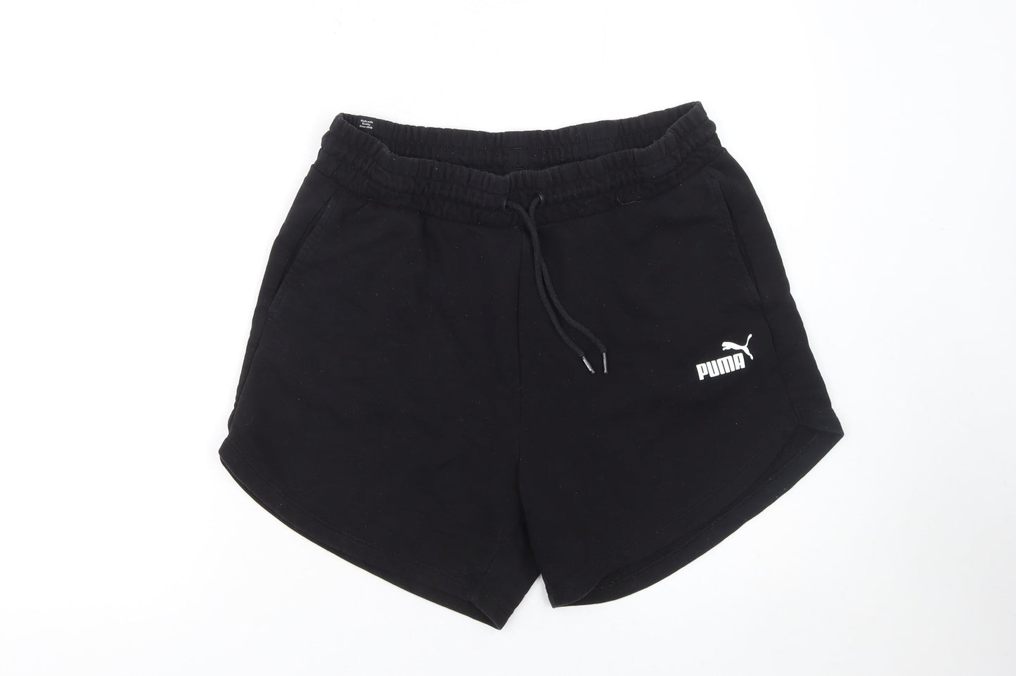 Puma Women’s Black L Sweat Shorts Drawstring Cotton Blend Activewear