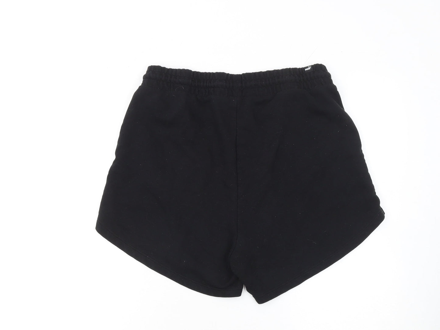 Puma Women’s Black L Sweat Shorts Drawstring Cotton Blend Activewear