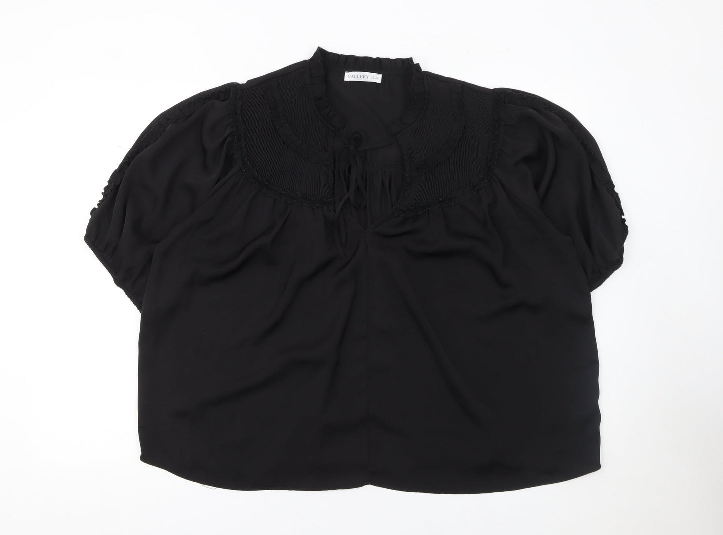 Gallery Womens Black XL Tunic Blouse Puff Sleeve High Neck
