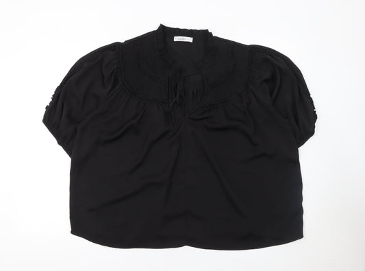 Gallery Womens Black XL Tunic Blouse Puff Sleeve High Neck