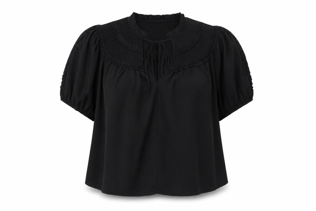 Gallery Womens Black XL Tunic Blouse Puff Sleeve High Neck