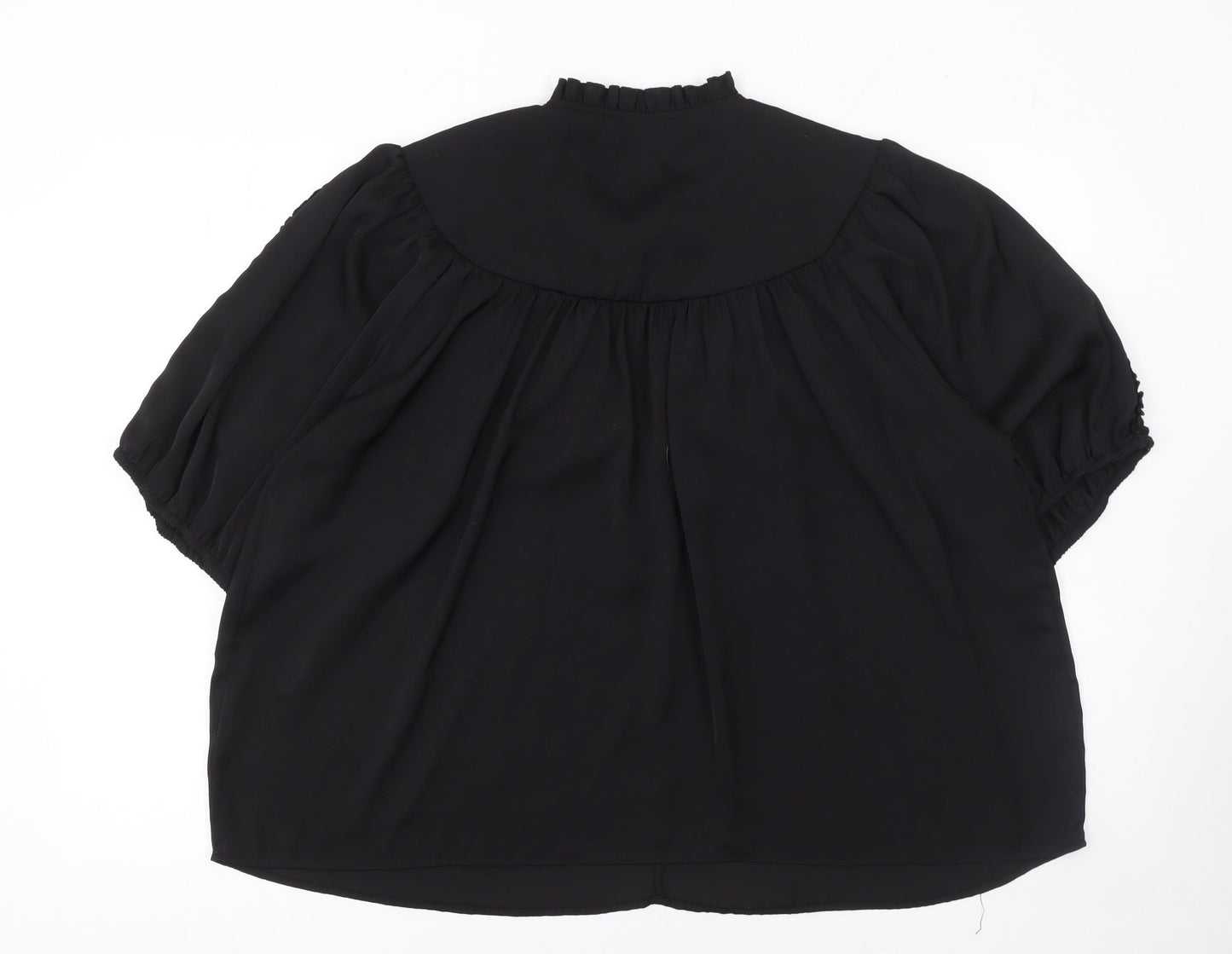 Gallery Womens Black XL Tunic Blouse Puff Sleeve High Neck
