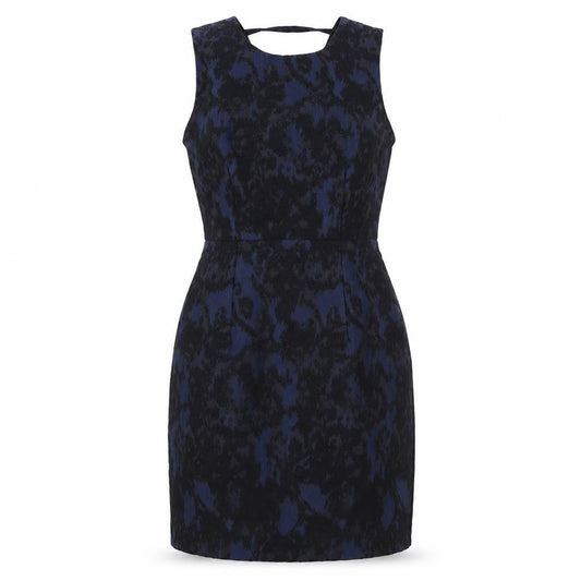 H&M Women’s Blue Jacquard Sheath Knee Length Dress Size 10