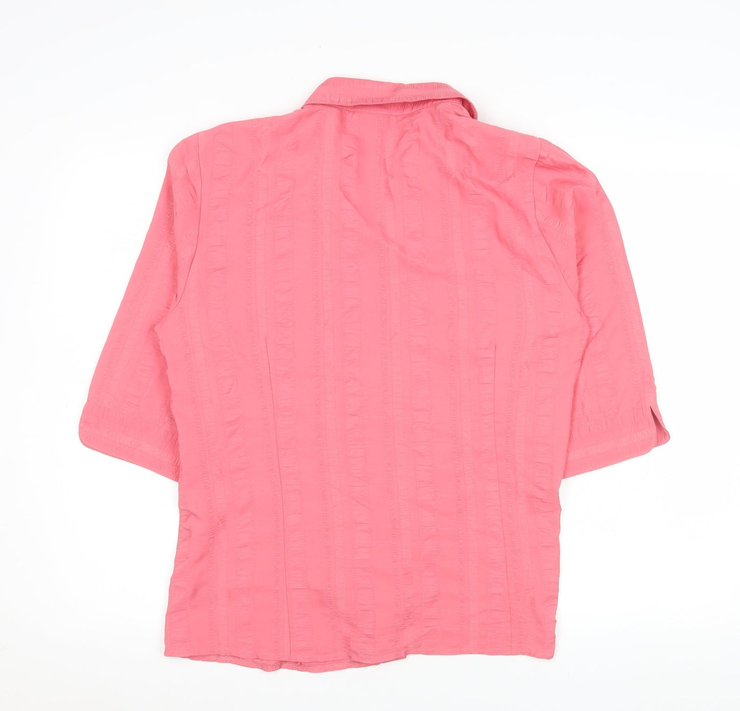 Queensway Womens Pink 3/4 Sleeve Button-Up Shirt Size 14