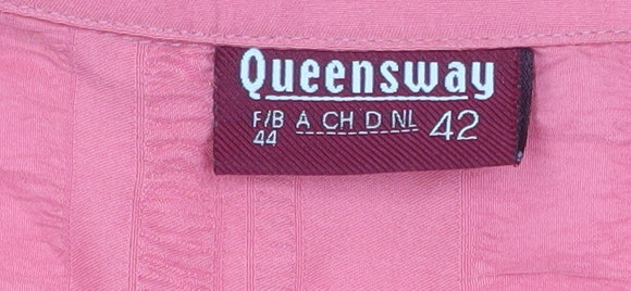 Queensway Womens Pink 3/4 Sleeve Button-Up Shirt Size 14