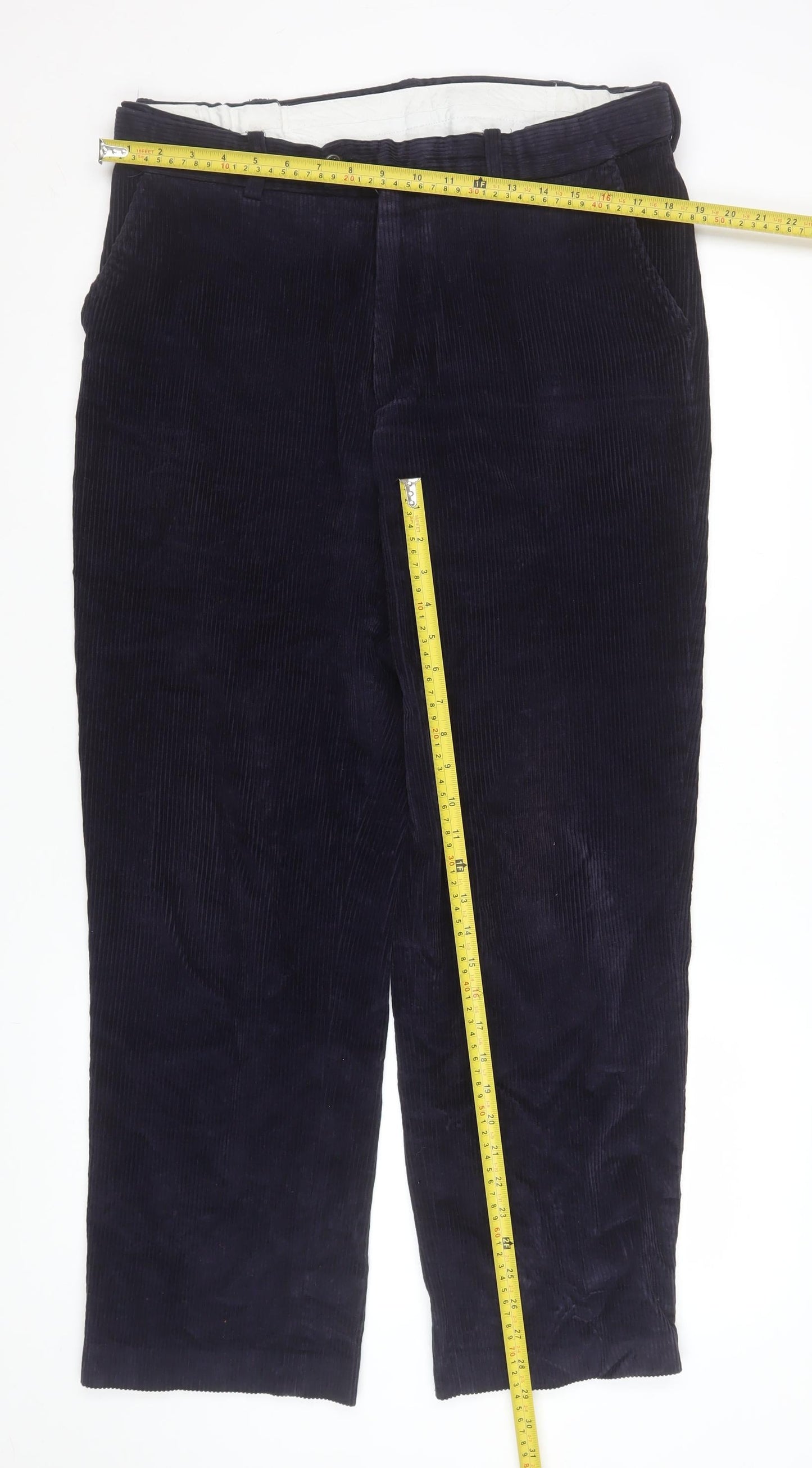 Skopes Men's Navy Blue Corduroy Trousers 36R Classic Fit Cotton