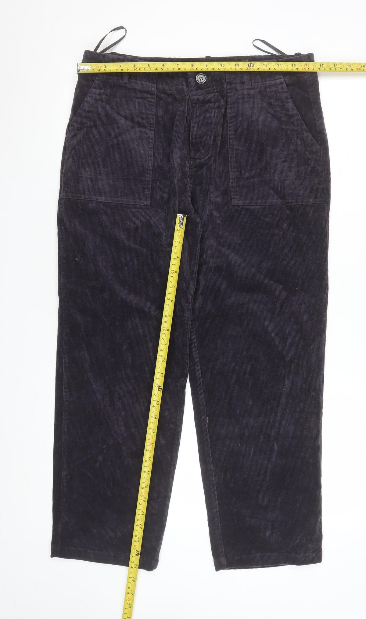 Rupert & Buckley Women's Black Corduroy Chino Trousers Size 16
