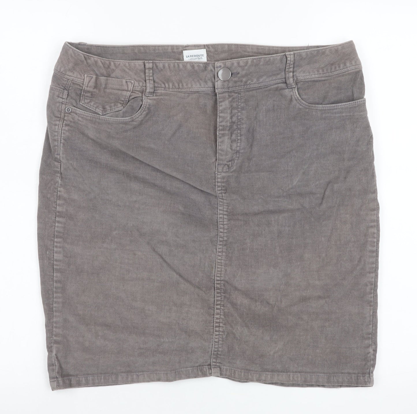 La Redoute Women’s Grey Corduroy Pencil Skirt Size 14 Stretch