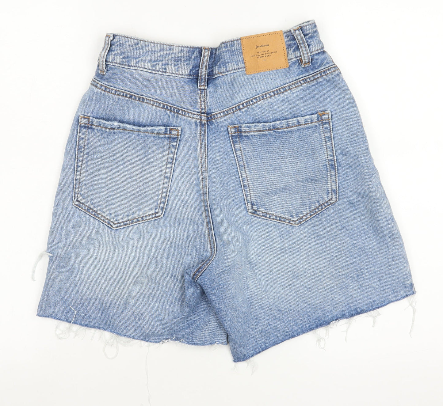 Stradivarius Womens Blue High Rise Cut-Off Denim Shorts Size 8