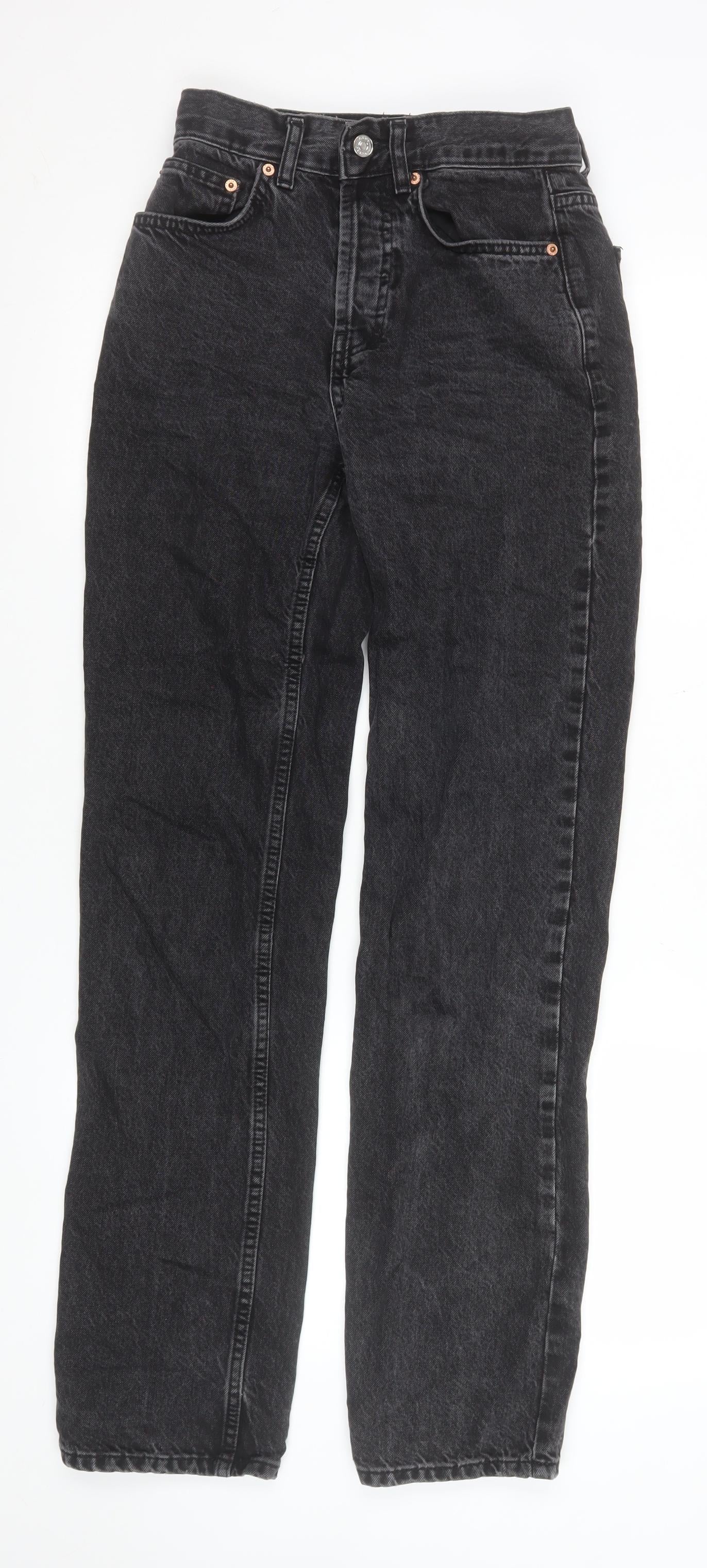 ASOS Women Black Straight High Rise Jeans Size 8 Regular 100% Cotton