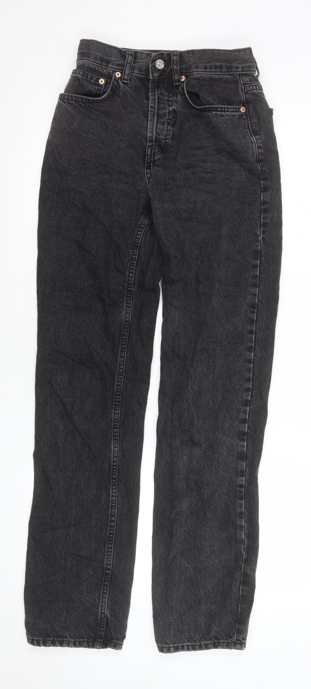 ASOS Women Black Straight High Rise Jeans Size 8 Regular 100% Cotton