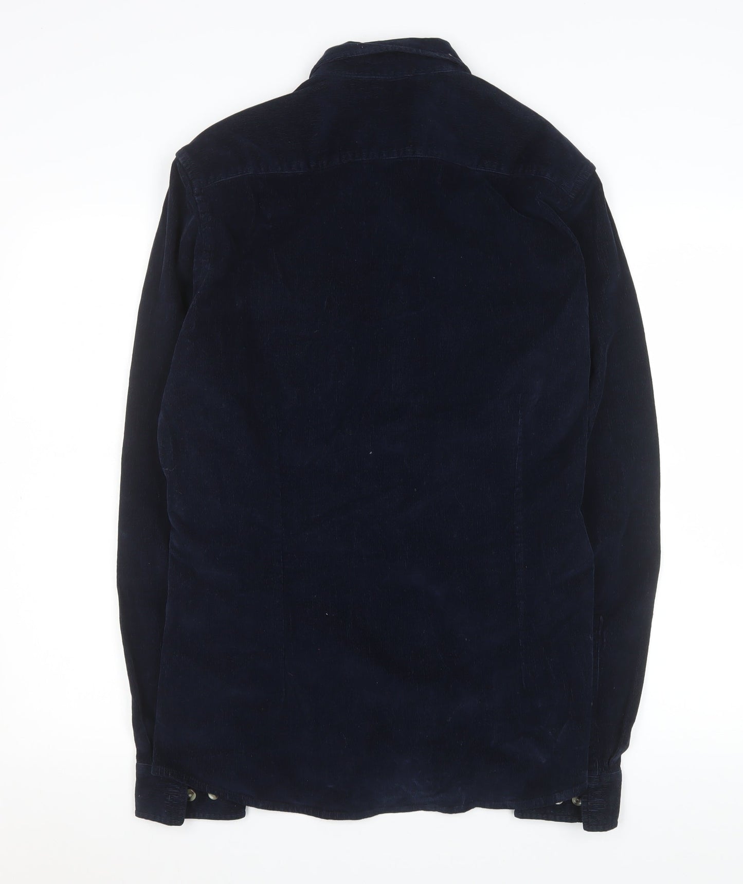 ASOS Men Navy Blue Corduroy Button-Up Shirt L Long Sleeve Casual