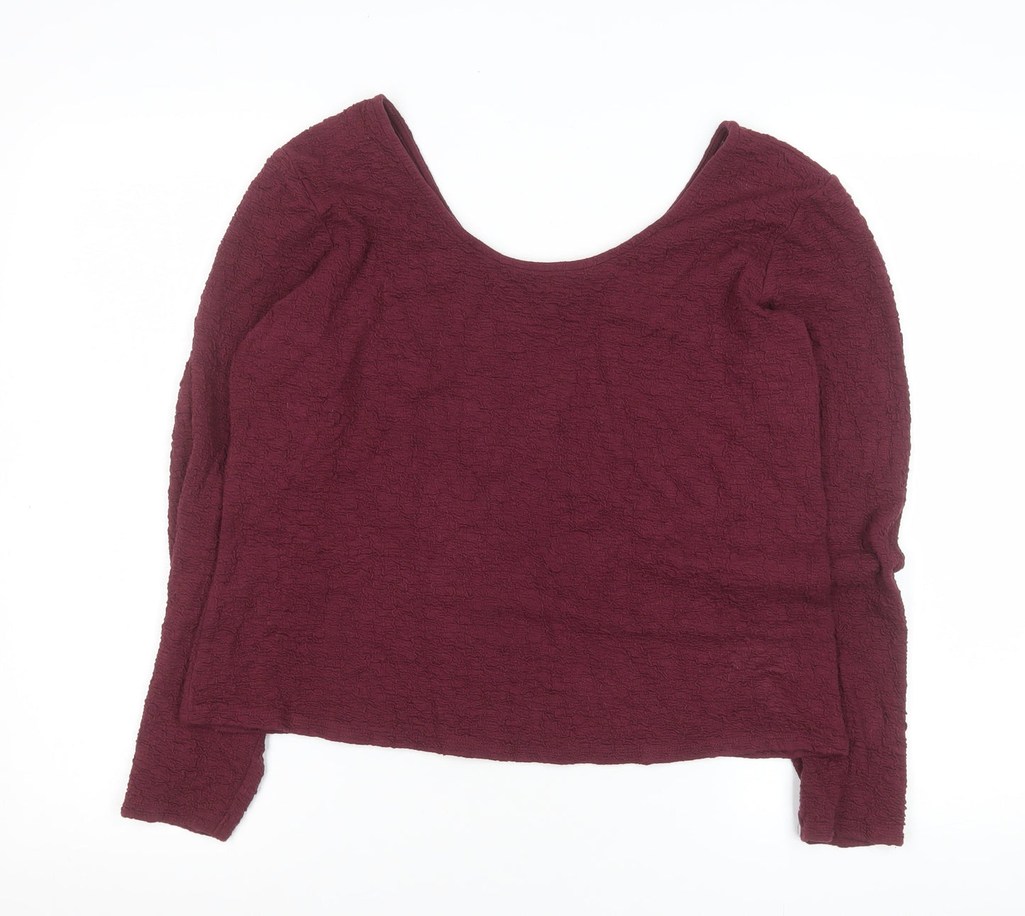 Gallery Womens Burgundy Long Sleeve Scoop Neck Stretch Blouse Size L