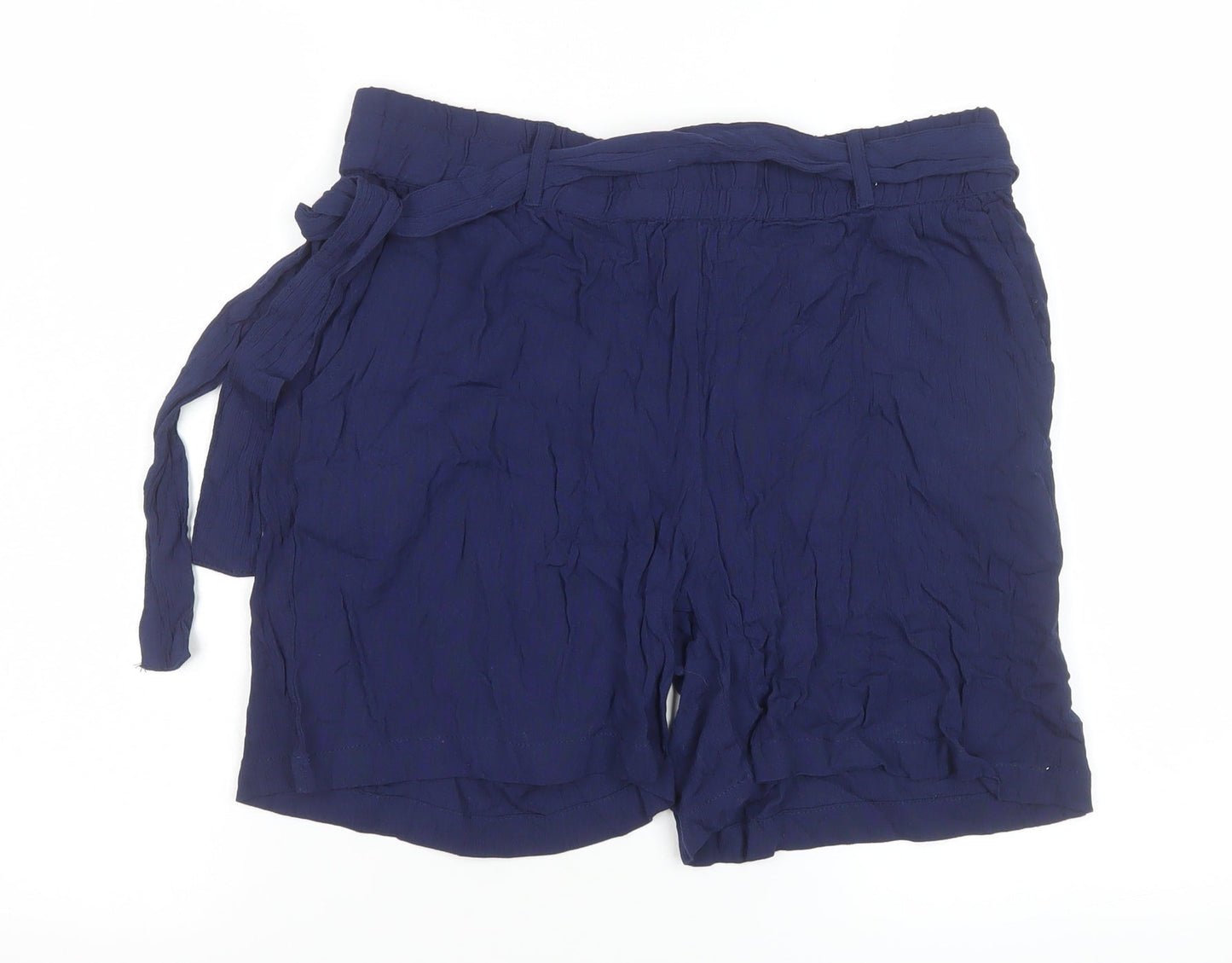 Natura Women's Blue High Rise Paperbag Shorts Size L