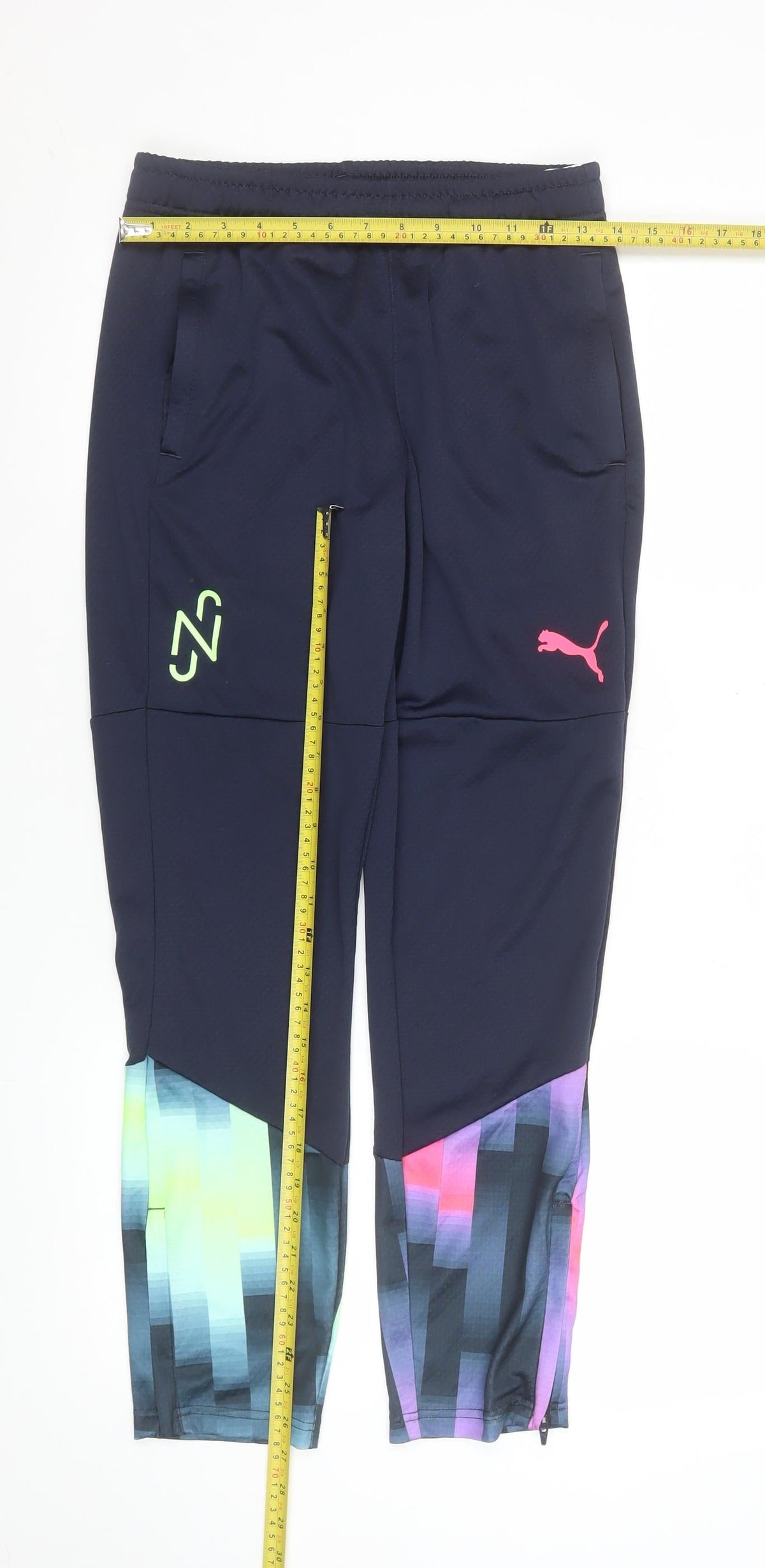 Puma Womens Navy Multicoloured Drycell Jogger Trousers Size 13-14Y