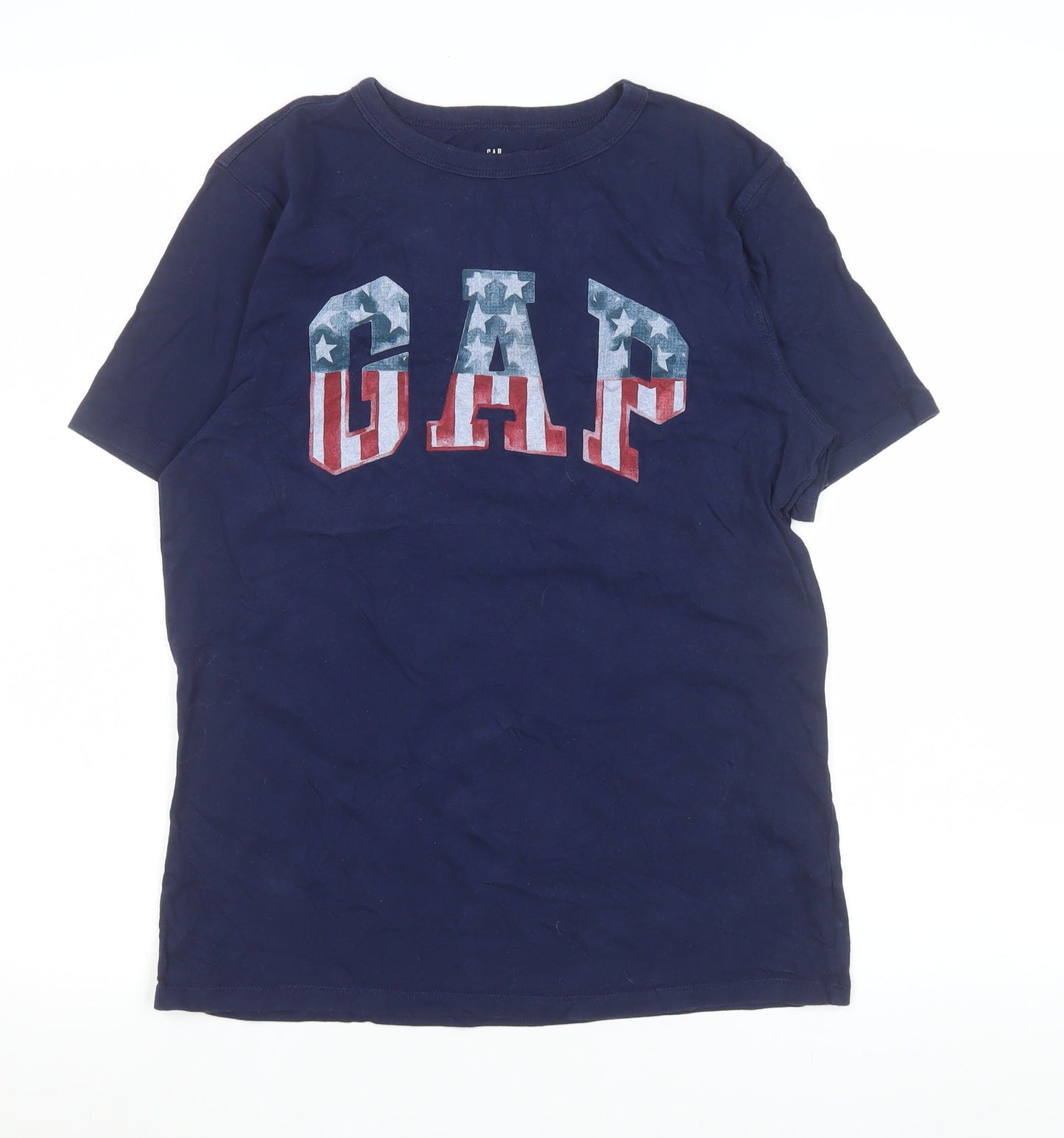 GAP Boys Blue American Flag Logo T-Shirt Size XL Short Sleeve Cotton