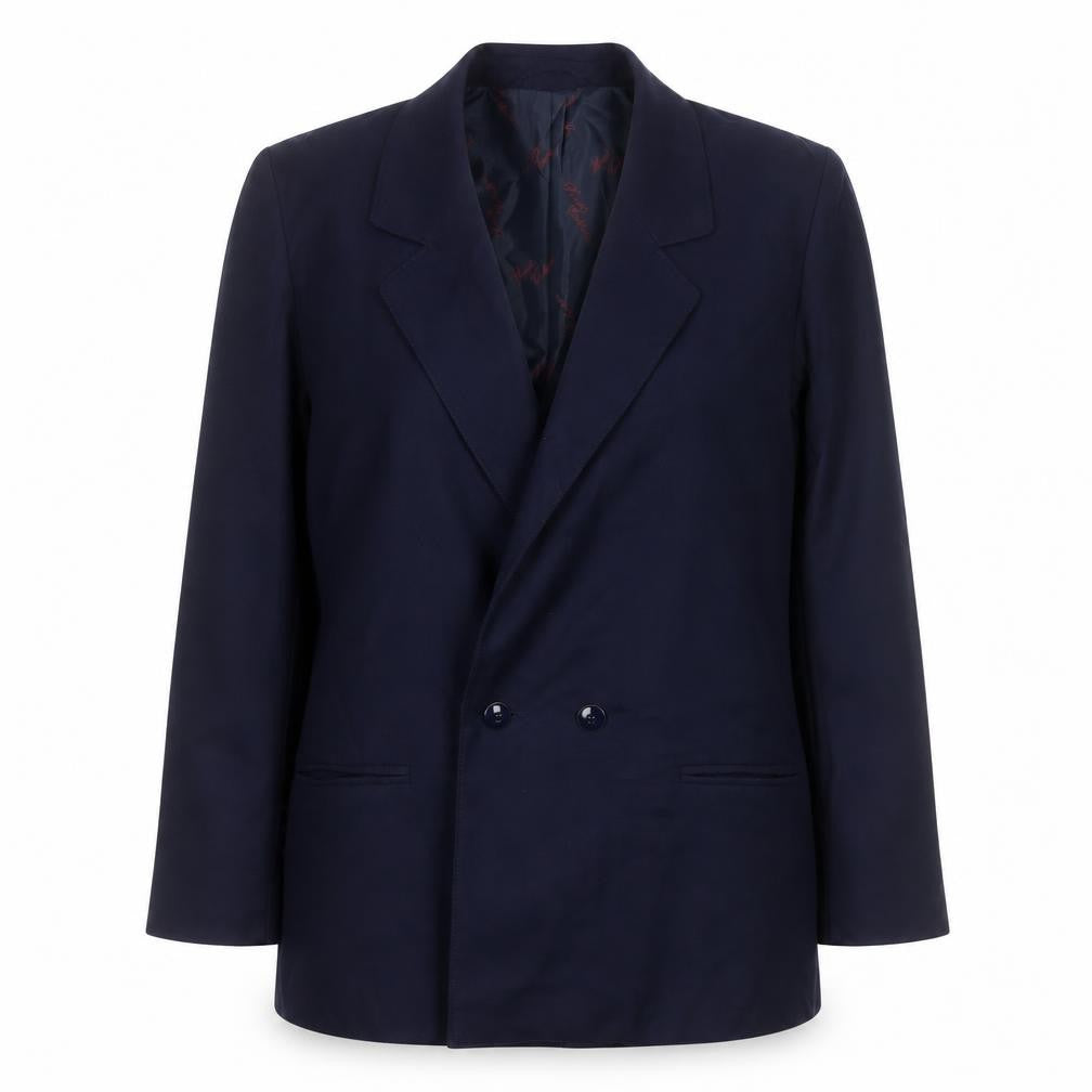 Private Collection Women's Blue Wool Double-Breasted Blazer Size 12